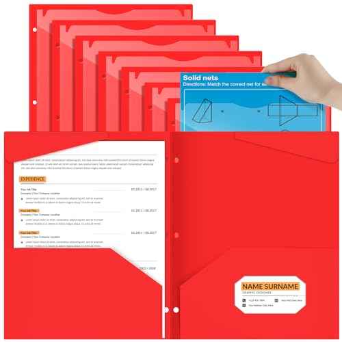 Henoyso 24 Pack Plastic Folders with Clear Front Pocket Back to School Heavy Duty File Folders with 2 Pockets and Card Slot for Student School to Home Supply, Office, Teachers (Red)
