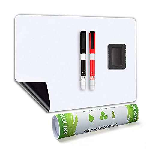 Magnetic Dry Erase Board Fridge White Board Sheet 20x13 inch, Flexible Large Refrigerator Magnets Whiteboard Planner for Home Kitchen, 2 Markers and Eraser