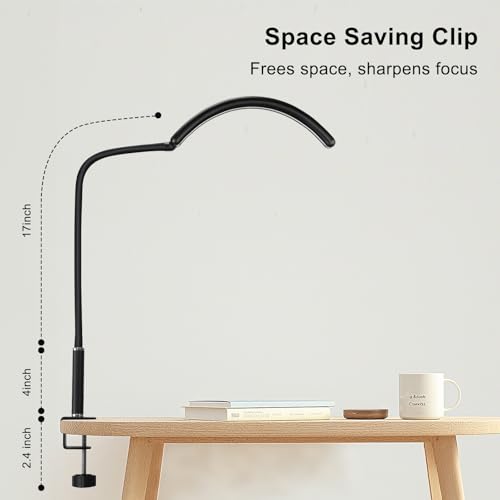 Professional Half Moon Desk Light for Nail Techs & Artists - Flexible Gooseneck LED Lamp with Eye-Caring Design, Perfect for Nail Art, Eyelash Extensions, Crafting, and Tattoo Work