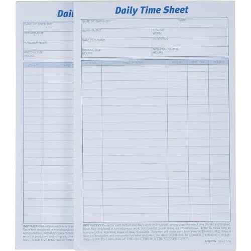 TOPS Daily Employee Time And Job Sheet, 6 x 9.5 Inches, 100 Sheets per Pad, 2 Pads/Pack (30041)