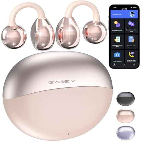 AI Translation Earbuds Real Time, 164 Language Translator Earbuds, 3-in-1 Wireless Clip on Earbuds, Bluetooth 5.4 Headphones, Translating Device for Travel Business Learning (Pink)