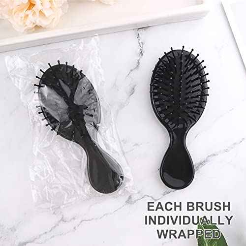 50 Pack Mini Hair Brushes Bulk, Travel Hair Brush Individually Wrapped, Soft Bristles Adds Shine, Scalp Massage and Detangling, Safe for All Hair Types Extensions, Wigs(Bright Black)