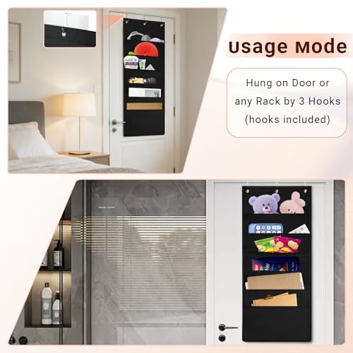 QKEL 6-Pocket Wall File Organizer with 3 Hangers for Door & Wall Storage