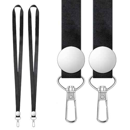 2 Pack Black Lanyards for ID Badges,Lanyard ID Holder with Metal Clasp,Bulk Neck Lanyard ID Holder for Car Keys, Card Holder, Whistle, Keychain, Wallet