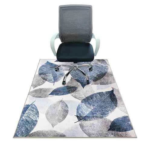 Office Chair Mat for Hardwood Floor & Low-Pile Carpet,60¡°*48¡±Highly Premium Quality Under Desk Mat, Desk Chair Mat for Carpet - 3.86lbs Anti-Slip Carpet Chair Mats Blue Leaf