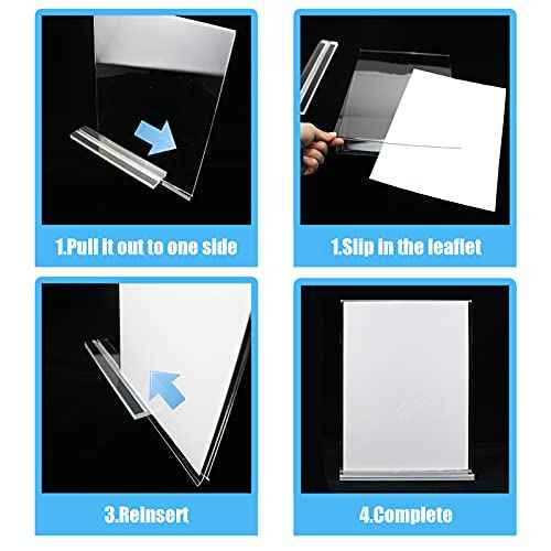 3 Pack Acrylic Sign Holder, 8.5 x 11 inches Clear Table Menu Desktop Display Stand Paper Holder Suitable for Restaurants, Office, Home, Store