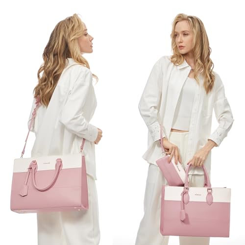 LOVEVOOK Laptop Tote Bag for Women, Work Totes Business Office Computer Briefcase with Clutch Purse
