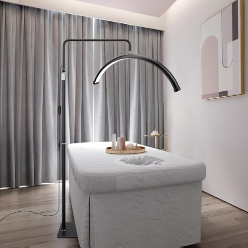 Half Moon Light - 22 inch LED Lash Lamp for Eyelash Extensions for Tattoo Artists, Nail Tech, Esthetician - Cool, Warm Lamp with Adjustable Brightness & Height (Black)