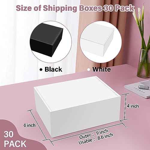30 Pack 9x6x4 inches White Shipping Boxes, Corrugated Mailer Boxes, Packaging Boxes for Products, Recyclable Cardboard Box, Flat Literature Mailers for Gifts, Clothings by Mailing