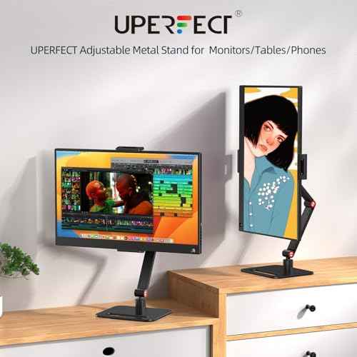 UPERFECT Adjustable Tablet Stand, 360¡Æ Swivel & 180¡Æ Tilt, Foldable Arm Holder for 4.7?18'' iPhone/iPad/Tablet/Monitor, Aluminum Alloy, Black