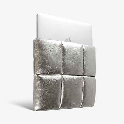 Comfyable Puffy Laptop Sleeve 13 Inch 14 Inch, Puffer Laptop Carrying Case, Pillow Case Compatible with MacBook Air M4 2025 M3 M2 M1, MacBook Pro M5 M4 Pro/Max, Silver