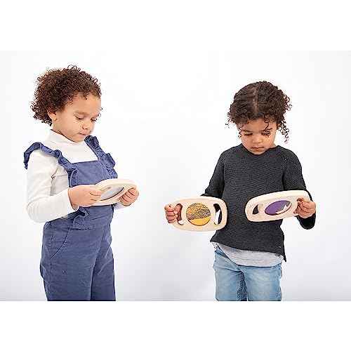 TickiT Easy Hold Glitter Panels - Set of 3 - Silver, Gold & Purple - For Ages 12m+ - Visual, Sensory Play - Wooden Toy for Toddlers