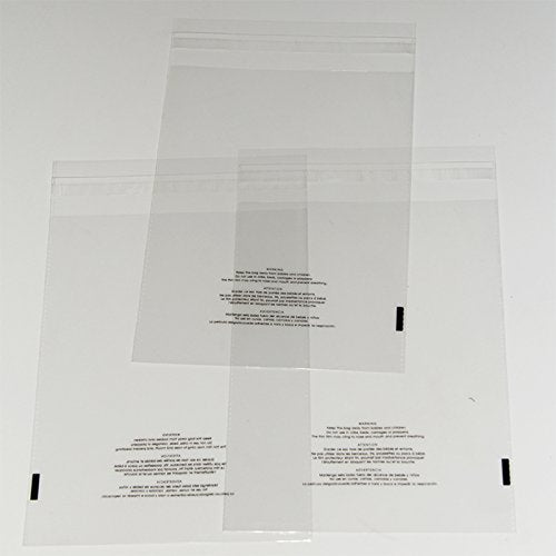 100 6x9 SUFFOCATION WARNING SELF SEAL FLAP TAPE CLEAR VALUEMAILERS