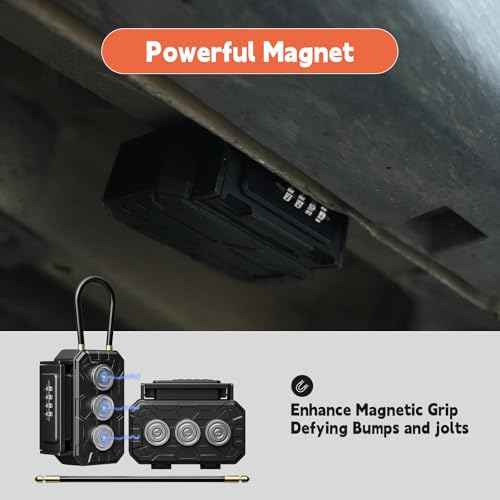 Lock Box with Magnetic Key Holder,Magnet Key Box for Under car,Hide with Combination Lock with 3xN52 Strong Magnet for Storage Indoors, Outside