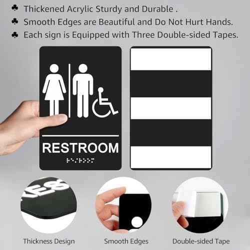 GicnKeuz ADA Braille Unisex Bathroom Signs,9 x 6 Inches Restroom Signs with Self-Adhesive Tape for Business or Office Bathroom and Toilet Door or Wall D?cor