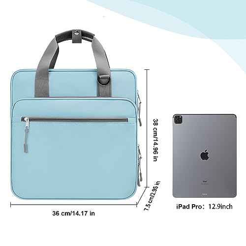 3 Ring 2 Inch Zipper Binder, 500 Sheet Capacity Binder with Zipper for Girl and Boy, Compatible with 13-Inch MacBook, Handle and Shoulder Strap Included (Blue)