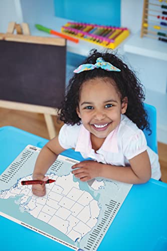 Teacher Created Resources US Map Learning Mat - Write-On/Wipe-Off Educational Tool for Kids