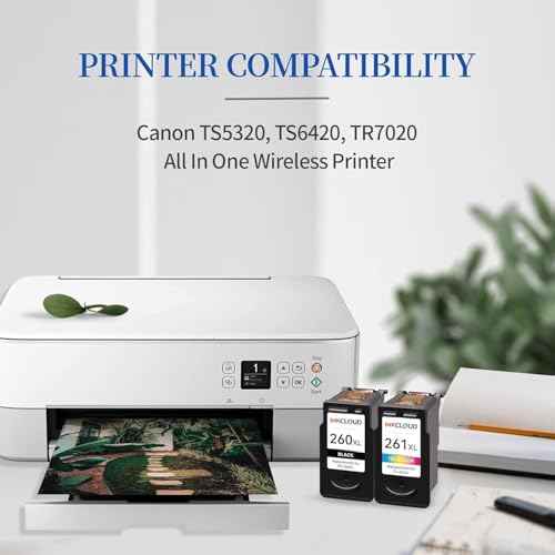 INKCLOUD Compatible Ink Cartridges Replacement for 260XL 261XL PG-260 XL CL-261 XL Combo Pack for Canon Pixma TS6420a TS6420 TR7020a TS5300 TS5320 TR7020 Printer Ink (1 Black,1 Tri-Color, 2Pack)