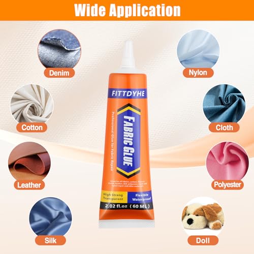 Fabric Glue Permanent Washable 60ML for Clothing Repair & Embellishments