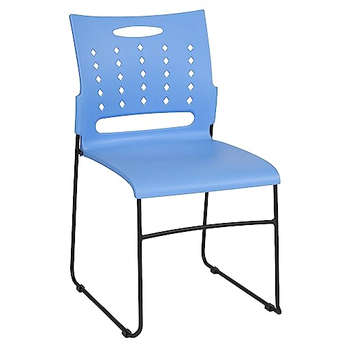 Flash Furniture HERCULES Series 881 lb. Capacity Blue Sled Base Stack Chair with Air-Vent Back