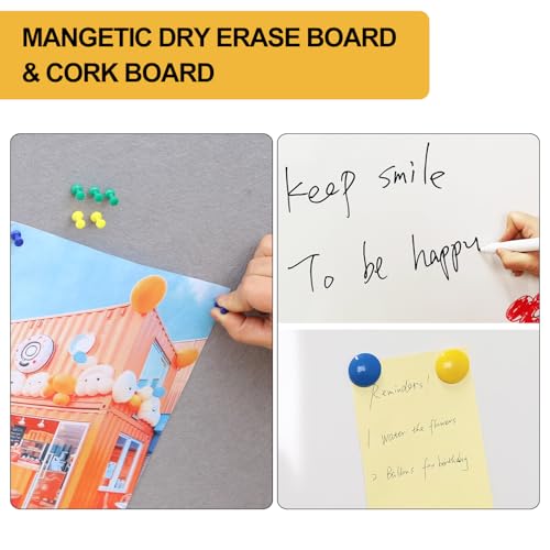 White & Grey Felt Bulletin & Magnetic Dry Erase Board 36x24 Inch - DEVELOP