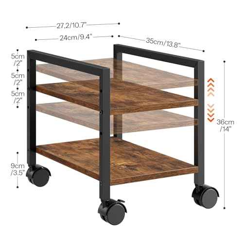 HOOBRO PC Stand, 2-Tier PC Tower Stand Fits Most Computer Towers, CPU Holder for Floor, Height Adjustable, CPU Stand with Wheels Under Desk, for Home Office, Rustic Brown and Black BF11CJ01