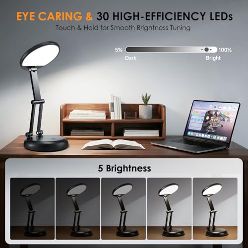 One Fire Black Cordless Rechargeable LED Desk Lamp 3600mAh Battery Operated