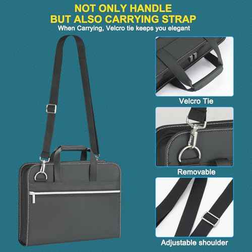 SEEKIND PU Leather Accordion File Organizer with Handle & Strap£¬12 Pockets Expanding File Folder with Zipper & Labels£¬Portable Document Organizer File for Letter A4 Files