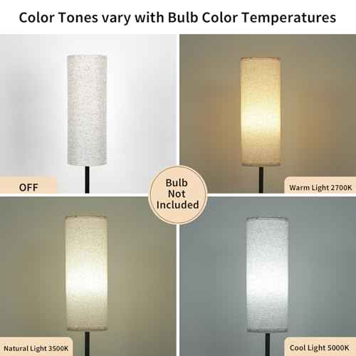 FRIDEKO HOME Floor Lamp with Beige Shade, Simple Design with Foot Pedal Switch, Small Tall Lamps for Living Room Bedroom Office, Corner Floor Stand Light with Black Pole Lamp (No Bulb/No Remote)