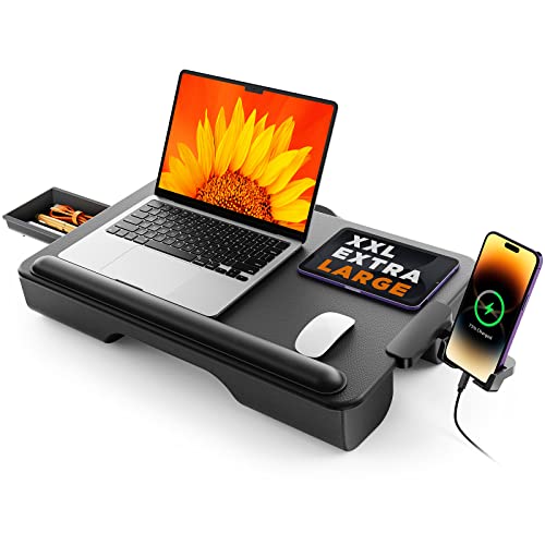 SAIJI Black Portable Laptop Lap Desk Fits Up to 17-Inch with Storage Drawer