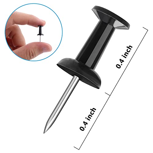 Yalis 100-Count Black Push Pins Thumb Tacks – Steel Point & Plastic Head