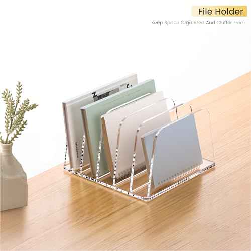 YUXUN Desk File Organizer,5-Section Vertical Clear Acrylic Desk Organizer File Holder Mail Sorter Office Organization for Office Home &Classroom£¨B5£©