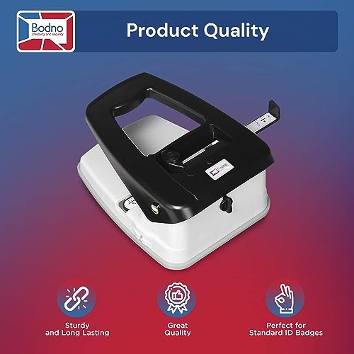 Bodno 3-in-1 ID Badge Slot Punch - Steel, Black, For PVC Cards & Badge Printers (3 Tools in One) - Includes Round Hole, Slot, Corner Rounder