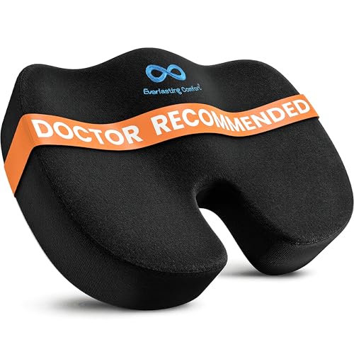 Everlasting Comfort Doctor Recommended Memory Foam Seat Cushion for Office Chairs & Car - Ergonomic Office Desk Accessories - Cushions for Tailbone Pain Relief, Sciatica & Back Support Pillow