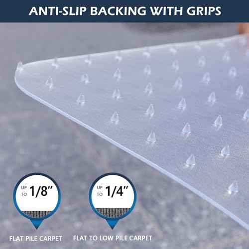 SALLOUS Chair Mat for Carpet, 36" x 48" Office Chair Mat for Carpeted Floors, Heavy Duty Vinyl Floor Mat with Grips, Floor Protector Computer Desk Mat for Home Office (Clear)