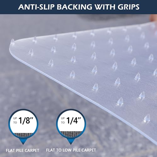 SALLOUS 46" x 60" Chair Mat for Carpet - Clear, Heavy Duty Vinyl with Non-Slip Grip