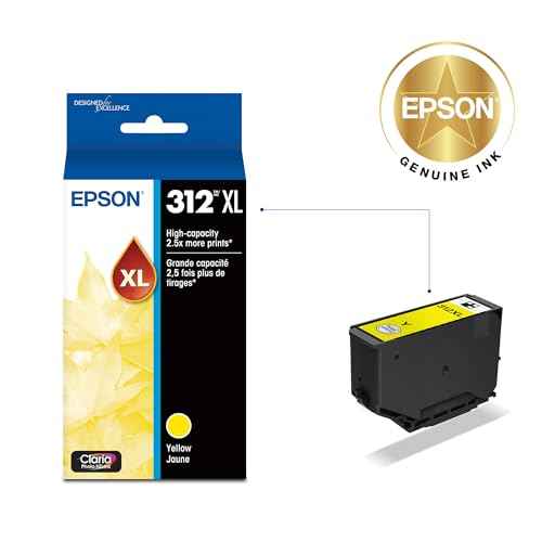 EPSON 312 Claria Photo HD Ink High Capacity Yellow Cartridge (T312XL420-S) Works with Expression Photo XP-8500, XP-8600, XP-8700, XP-15000
