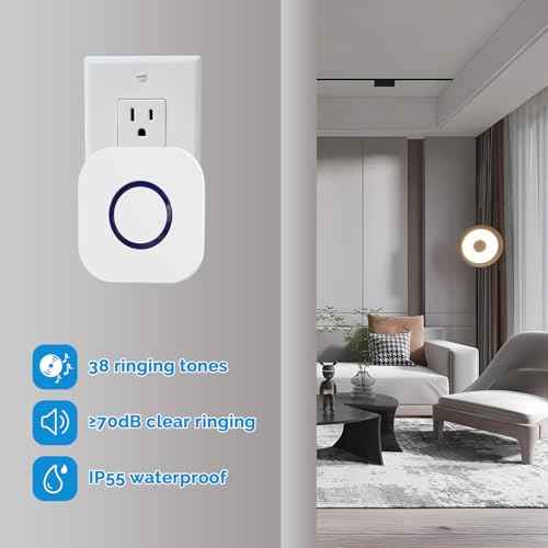 Wireless Caregiver Pager Dual Receiver Home Alert System with Emergency Call Bell SOS Buzzer Buttons for Elderly Parents 1000+ Feet Range 38 Melodies AB Buttons No Monthly Fee 2RX+2TX White