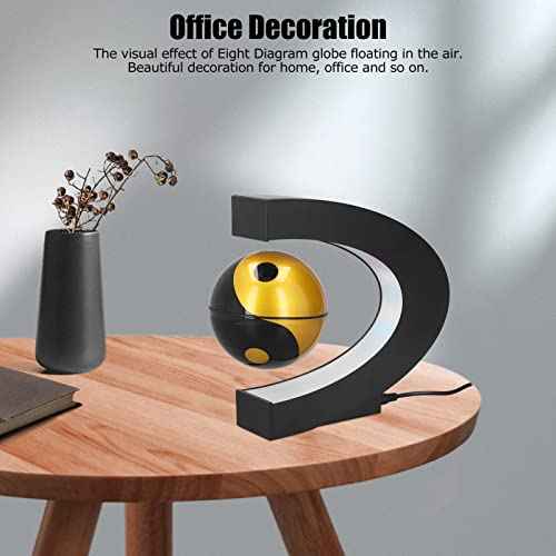 Magnetic Levitation Floating Globe,Yin and Yang C Shaped Anti Gravity Magnetic Levitation Rotating World Map with LED Light for Children Gift Home Office Desk Decoration (Gold)(US)
