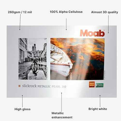 Moab Slickrock Metallic Pearl 260 Fine Art Archival Inkjet Paper, Glossy White, Medium Weight 260gsm, 8.5 x 11 inches, 25 sheets