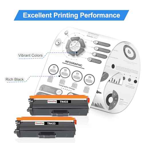 TN433 TN-433 Toner Cartridge Replacement for Brother TN 433 TN-431 for Brother HL-L8260CDW HL-L8360CDW MFC-L8610CDW MFC-L8900CDW HL-L9310CDW Printer (TN433BK 2-Pack)