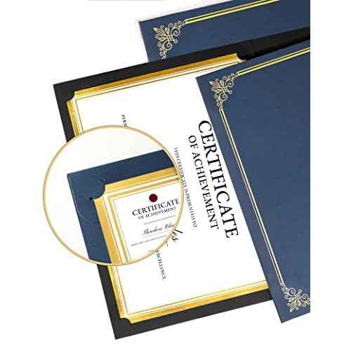 GNL 50 Packs Blue Certificate Holders - Diploma Holders, Certificate Covers with Gold Foil Border, for Letter Size 8.5 x 11 Award Certificate Paper and Documents