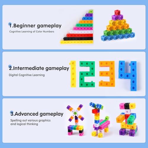 TommyHome 301PCS Math Linking Cubes Set with Storage Box – Preschool Educational Building Blocks for Kids, Counting, Pattern & Math Skills