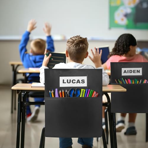 BingLzzr 24 Pack Black Classroom Chair Pockets 19.5x16.5 Inches School Storage
