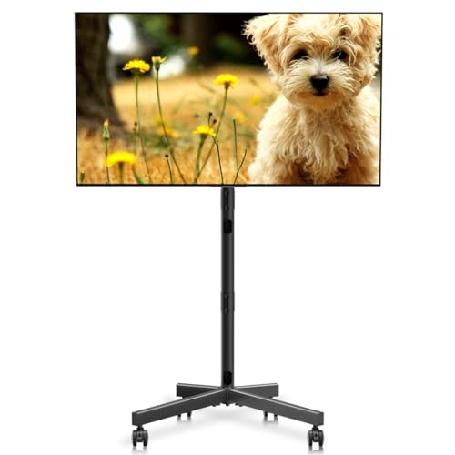 Mobile TV Stand with Wheels for Most 21-60 Inch Flat/Curved Screens TVs, Height Adjustable Rolling TV Cart, up to 77 lbs, Max VESA 400x400, ML55SE