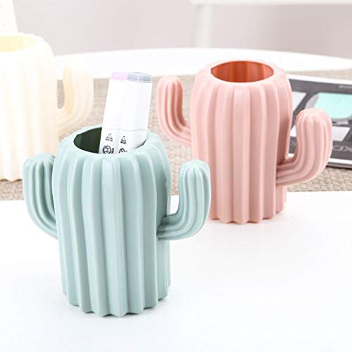 AIBEARTY 2 PCs Creative Cactus Shaped Pencil Holder Container Desktop Pen Brush Organizer Office Stationery Supplies Home Decor,Green+Pink