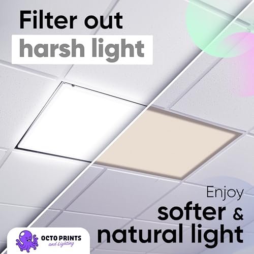 OCTO LIGHTS Beige Magnetic Fluorescent Light Covers for Classroom Ceiling 4pk