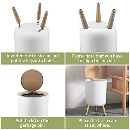 Trash can£¬7Liter/1.8 Gallon Garbage can with Press top Lid£¬Nordic Modern Waste Basket£¬Plastic Trash bin Suitable for Kitchen, Bathroom, Bedroom, Living Room, Office, Outdoor£¬Dog Proof Trash can¡¦¡¦