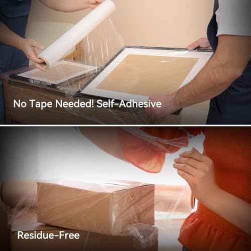 18" x 1500' Plastic Stretch/Shrink Wrap Roll - 80 Gauge Industrial Shrink Wrap for Moving, Heavy Duty 800% Stretch for Pallets, Packing, Shipping&Furniture Protection? with Handles-2 Rolls