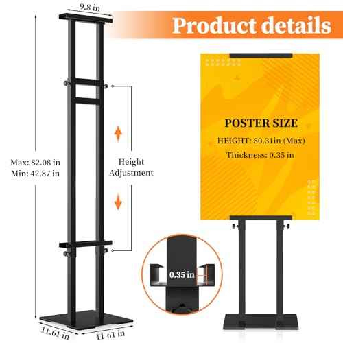 Poster Stand Display Stand Sign Holder Double Sided Banner Stand Poster Stands for Display Heavy Duty Sign Stand with Base Height Up to 75 inch for Wedding, Restaurant,Business, Supermarket